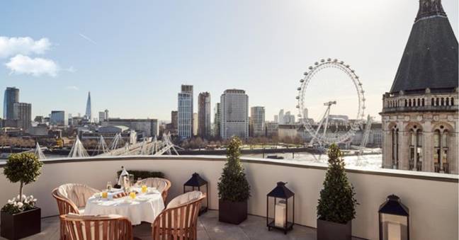 The couple had the best views of the city during their visit. Credit: Corinthia Hotel London