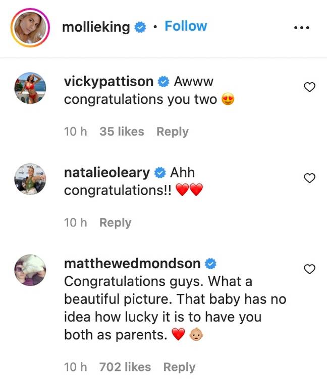 Celebrities have thrown their support at Mollie King and her fiancée Stuart Broad. Credit: Instagram/@mollieking