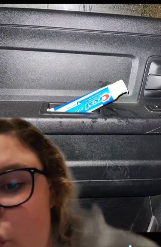 The woman claims she found toothpaste in the truck (Credit: TikTok/@allyjai1997)
