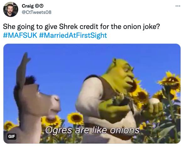 Mafs Uk Fans Lose It After Alexis Introduces Herself With Shrek Quote Mafs Uk Fans Lose It After Alexis Introduces Herself With Shrek Quote