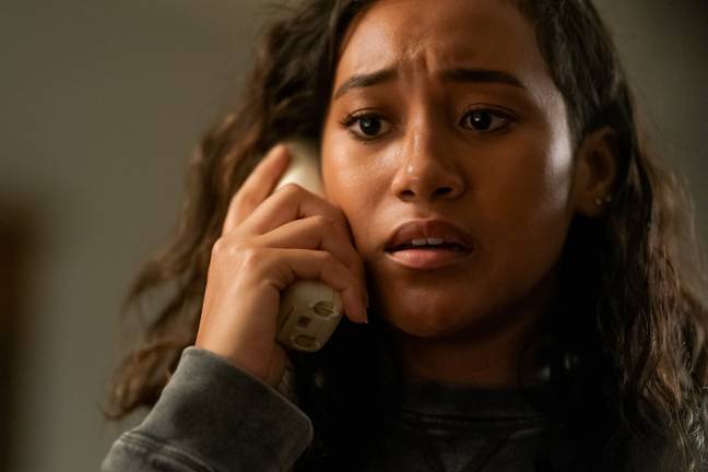 Makani Young (Sydney Park) has just discovered someone is in her house (Credit: Netflix)