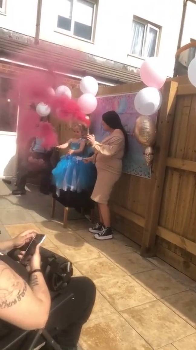 At first the reveal went well and her family could be heard clapping (Credit: Kennedy News And Media)