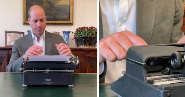 Prince William appeared to type with two fingers (Credit: Twitter)