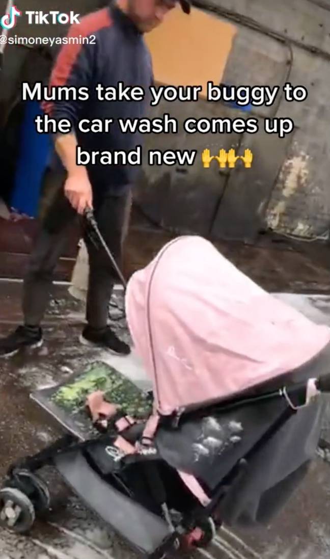 &quot;Mums take your buggy to the car wash. Comes up brand new.&quot; Credit: simoneyasmin2/TikTok