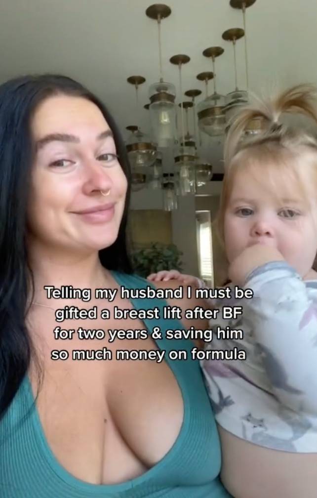 The woman wants her husband to pay for her boob job. Credit: TikTok/@averyywoods