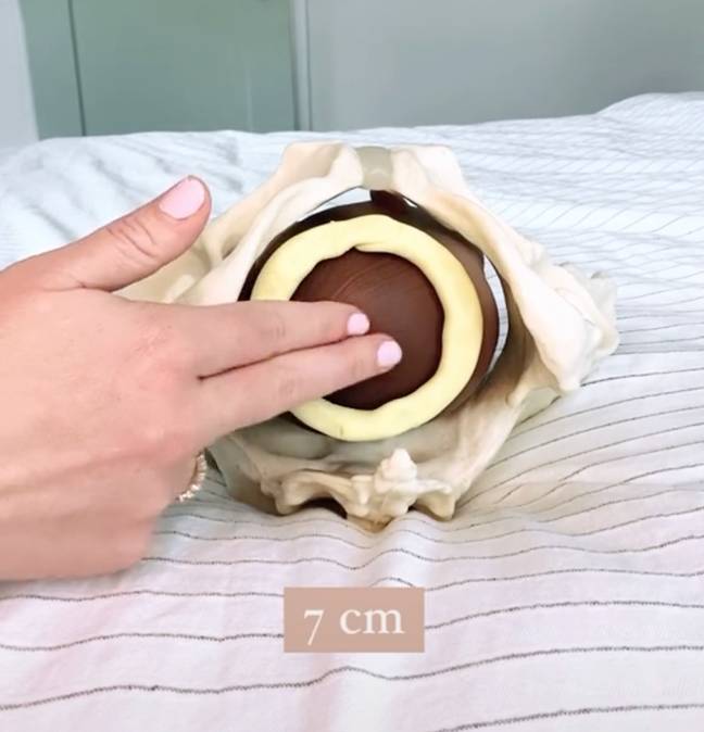 The TikTok video shows the different stages a woman's cervix will expand from 1cm to 10cm. (Credit: TikTok/thegansettgal)