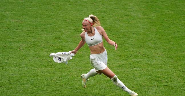 Chloe took her shirt off to celebrate the her winning goal. Credit: PA Images / Alamy Stock Photo