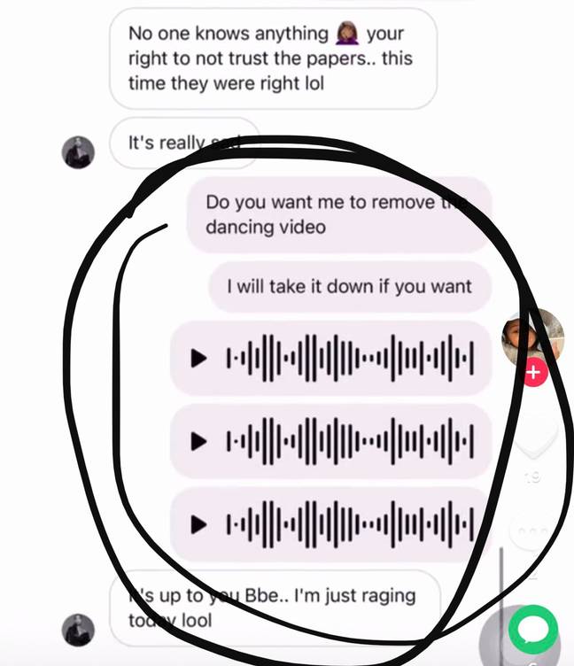 People are arguing about the legitimacy of the voice clips sent (Credit: Twitter/WavyKidJT_/nohun_)