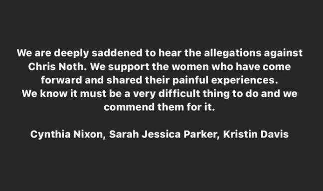 And Just Like That cast released a statement regarding the allegations (Credit: Sarah Jessica Parker/Instagram)