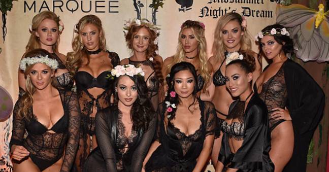 Heather (top row, third from the right) with her fellow Playboy bunnies in 2016. (Credit: Getty Images)