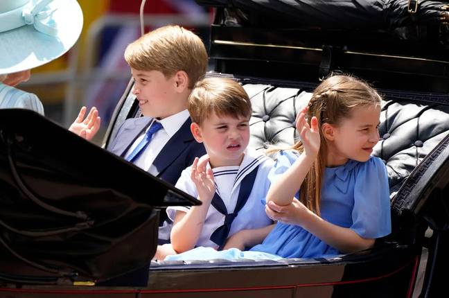 Kate Middleton and Prince William’s children made their debut during a carriage ride at Trooping the Colour on Thursday. Credit: Alamy.