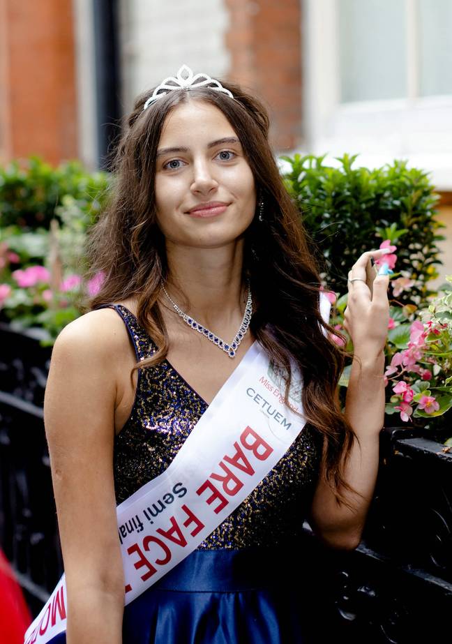 The beauty pageant contestant is the first to go bare-faced in Miss England's 94-year history. Credit: SWNS