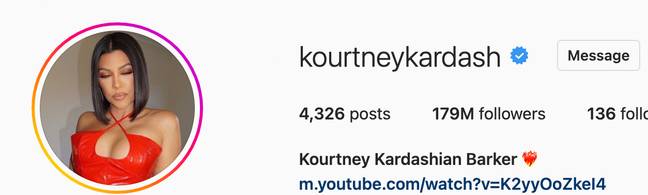 Kourtney has changed her name on Instagram. (Credit: Instagram/@kourtneykardashian)