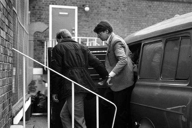Dennis Nilsen arriving at Highgate Magistrates Court in 1983 (Credit: PA)