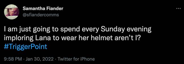 There is a good reason why the helmet comes off (Credit: Twitter)