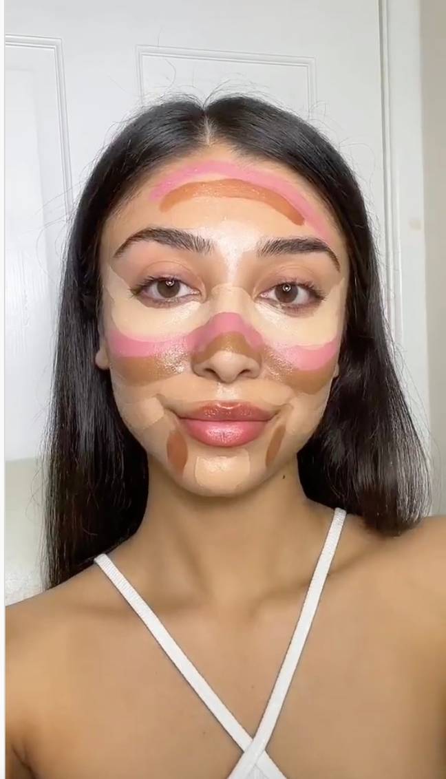Leanne Modhvadia, a beauty therapist and makeup artist at Lauren Elizabeth Beauty Boutique in Woking, Surrey, suggests that makeup moguls should “follow the natural contours of your face” (Instagram @rikkisandhuu). 
