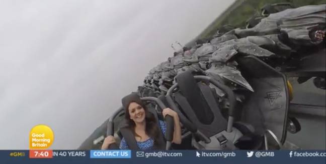 Laura laughed as the rollercoaster twisted upside down (Credit: ITV)