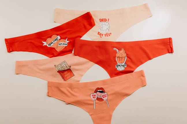 The underwear features slogans (Credit: Kami Olavarria/Kennedy News and Media)