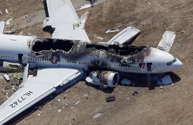 This image of a Boeing 777 which crash landed in 2013 was sent to passengers on the plane. Credit: Ezra Shaw/Getty Images