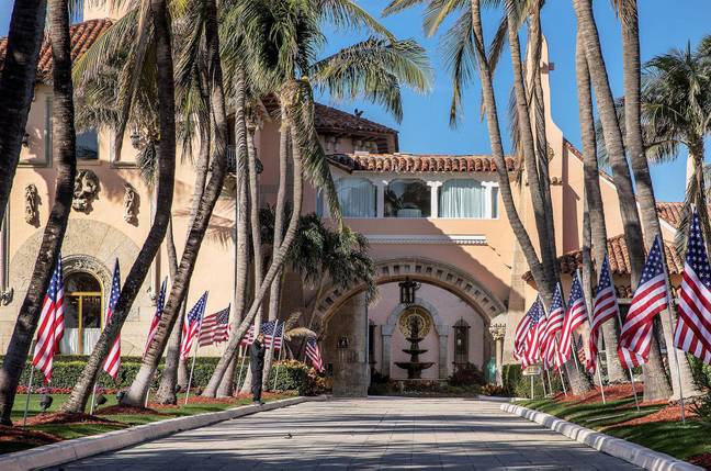 The entrance to Mar-a-Lago in Palm Beach, Florida. Credit: Tribune Content Agency LLC/Alamy Stock Photo