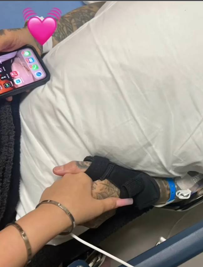 Travis Barker's daughter shared a photo of the musician in hospital on her TikTok. Credit: @alabamabarker/ TikTok