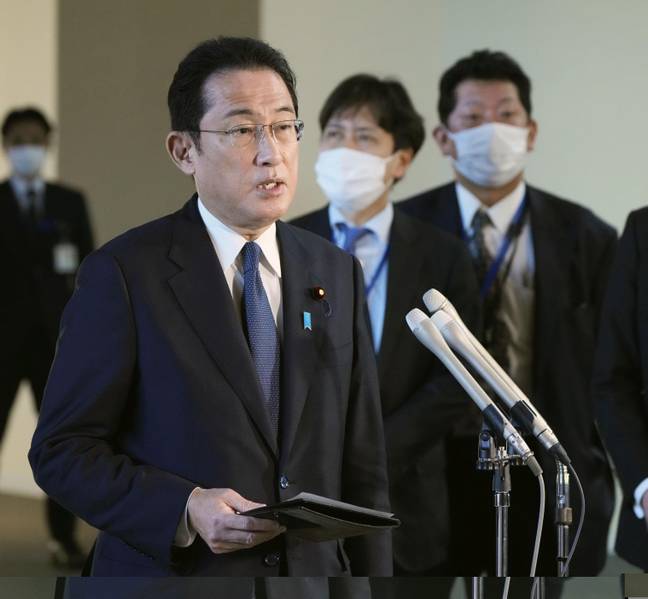 Japan Prime Minister Fumio Kishida at press conference over Russia and Ukraine. (Alamy) 