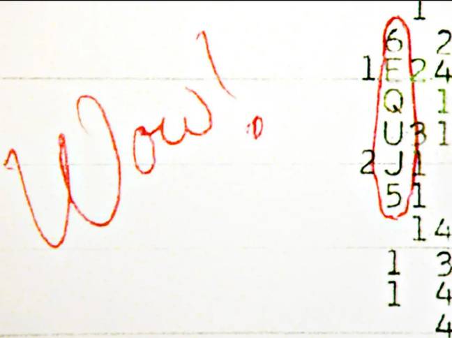 The 'Wow!' signal on this printout of the radio telescope results. Credit: OSU/NAAPO