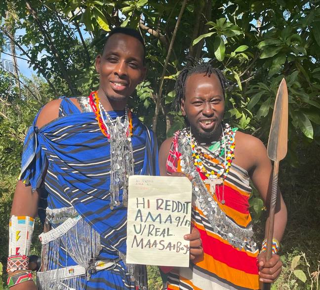 The tribe is taking part in a social media project aiming to 'make the world happier'. Credit: Reddit/@maasaiboys