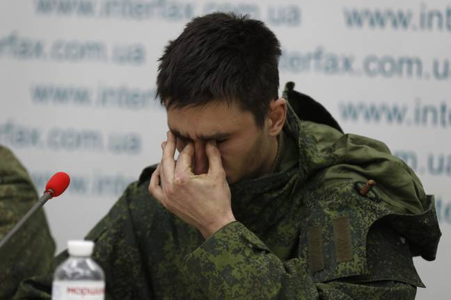 Captured Russian soldier Alexander Fomenko broke down in tears at the press conference (ATEF SAFADI/EPA-EFE/Shutterstock)