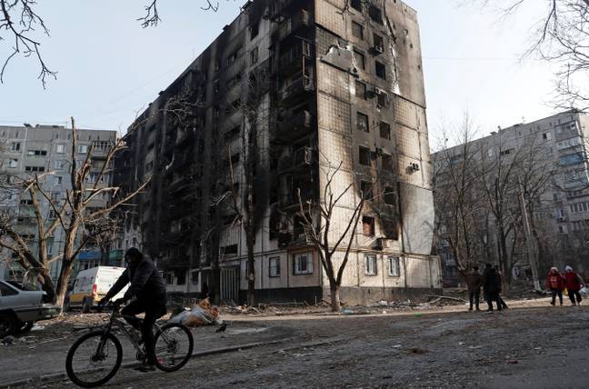 A damaged building in Mariupol. Credit: Alamy