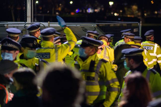 Police gathered at Sarah Everard's vigil in Clapham Common (Alamy)