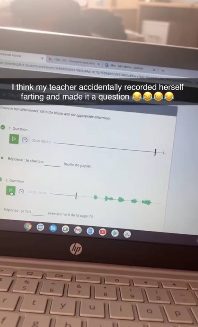 Teacher farts on homework question (@the_mi_amor/Pubity/Instagram)