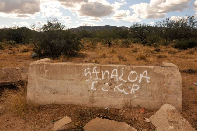 Reference to Sinaloa cartel found on a well-known smuggling route in Arizona. (Alamy)