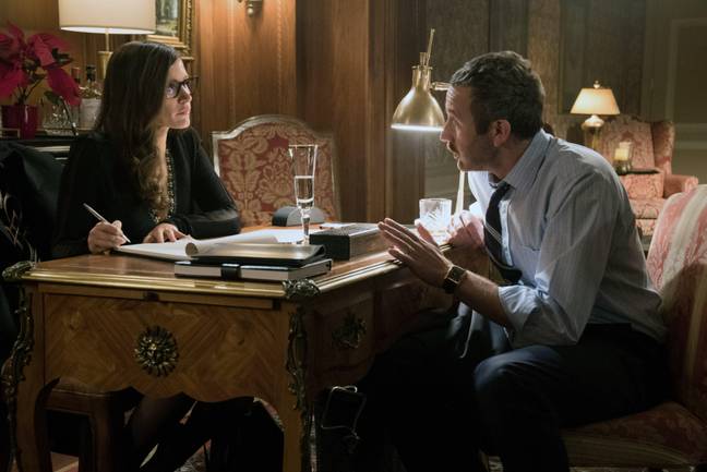 Jessica Chastain and Chris O'Dowd in Molly's Game. Credit: Entertainment One