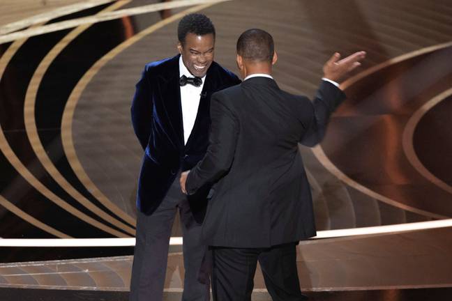 Chris Rock about to take the slap from Smith. Credit: Alamy