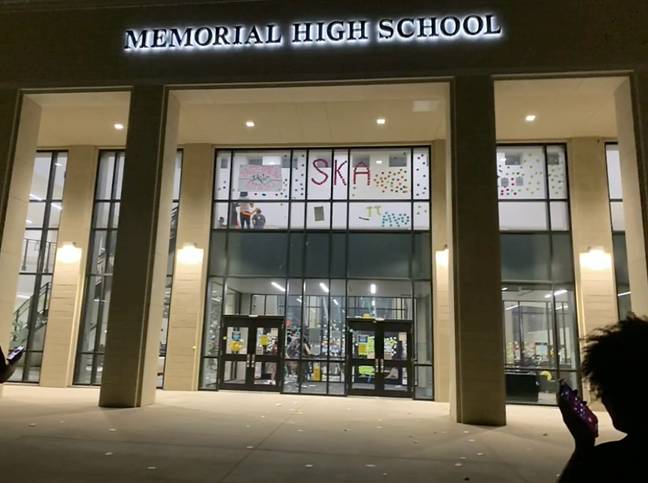 Officials from Memorial High School in Frisco are working with the police to identify those responsible. Credit: TikTok