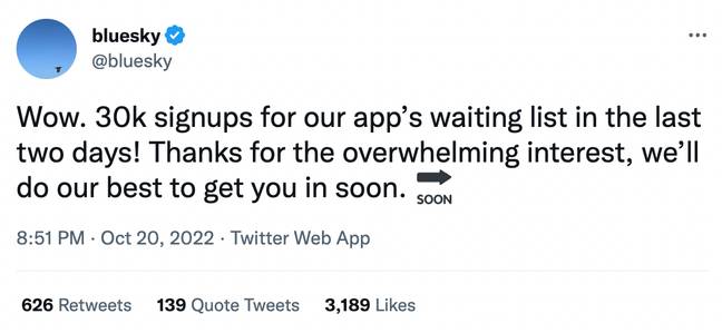 The company have had a fair few sign ups. Credit: bluesky/Twitter