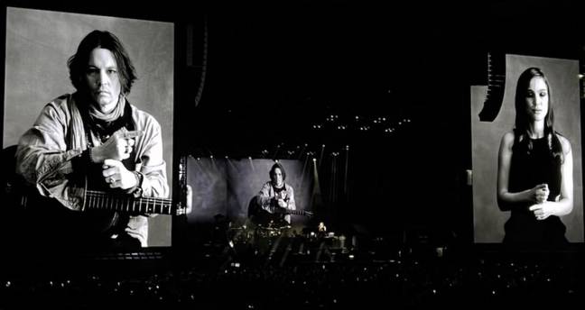 Johnny Depp's face was projected during Paul McCartney's concert. Credit: @al3xg/Instagram