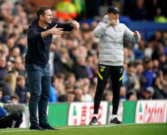 Everton manager Frank Lampard gestures from the sideline during the Premier League match at Goodison Park, Liverpool. (Alamy)