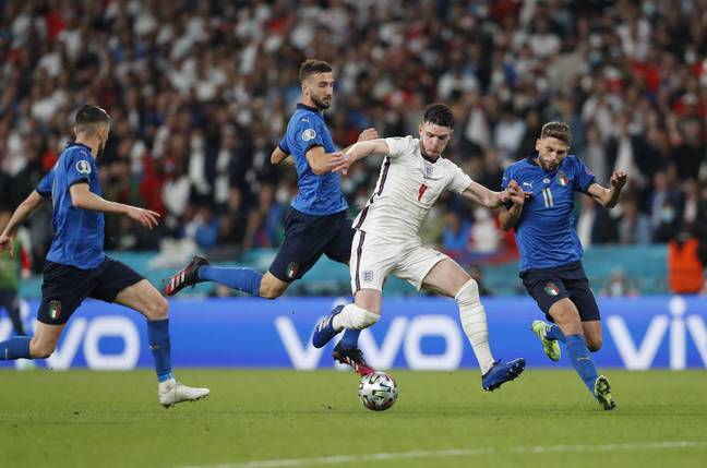 Declan Rice in action against Italy at Wembley this summer. 