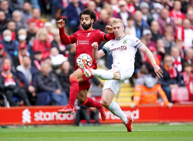 Salah in action during yesterday's 2-0 victory over Burnley. 