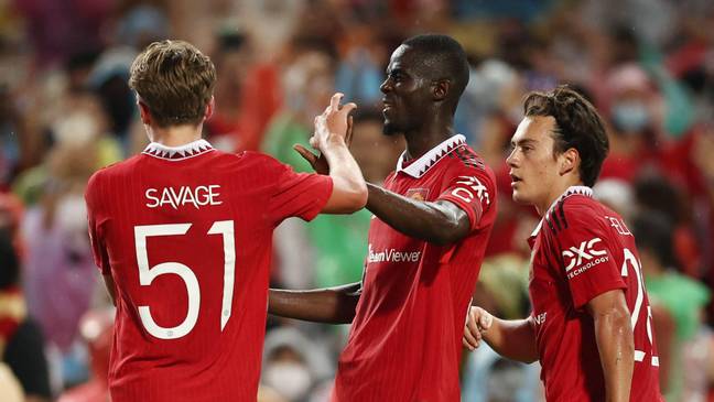 Eric Bailly, Charlie Savage and Facundo Pellistri during pre-season. (Alamy)