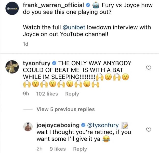 Joe Joyce has challenged Fury to a fight (Image: Instagram)