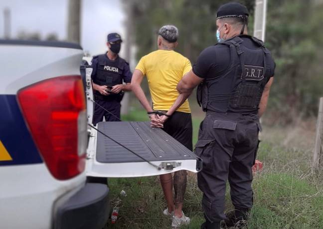 Police in Uruguay released photos of his arrest (Image: Twitter)