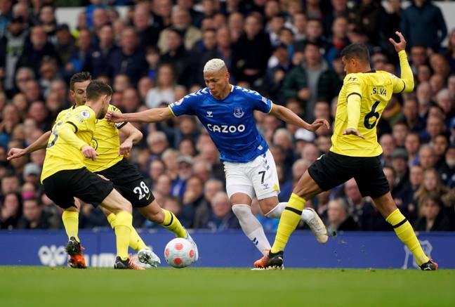 Richarlison in action against Chelsea at Goodison Park. (Alamy)
