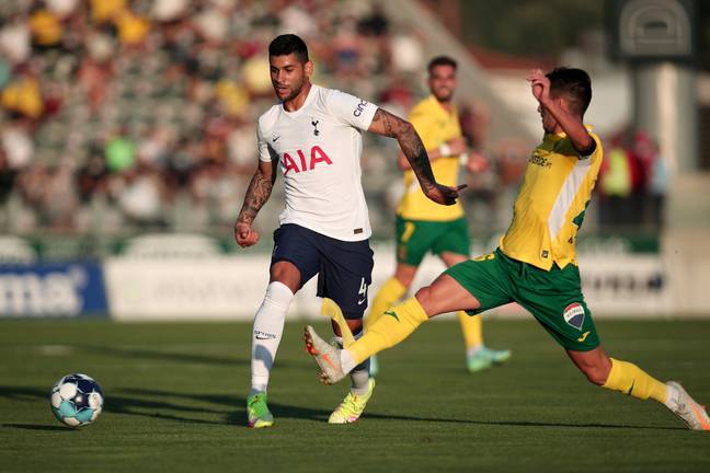 Romero in action for Spurs in the UEFA Conference League