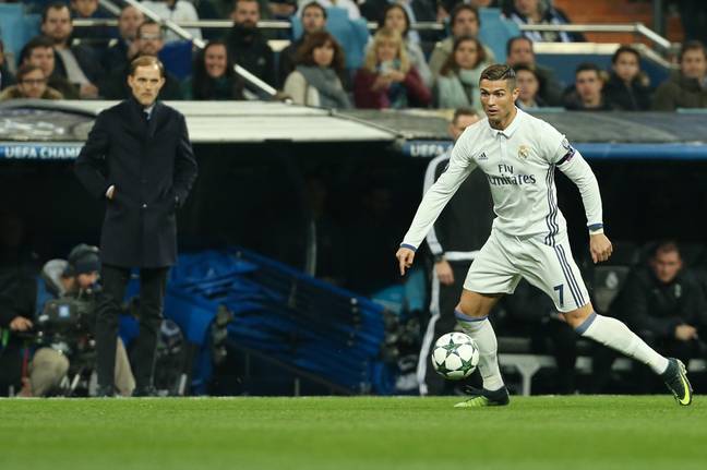 Tuchel watching Ronaldo when he played for Real. Image: Alamy