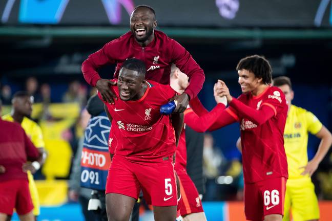 Liverpool players celebrate reaching the Champions League final.  Image: PA Images