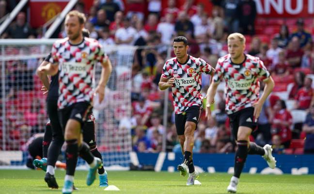 Cristiano Ronaldo warms up before the friendly against Rayo Vallecano at Old Trafford.  Image credit: Alamy