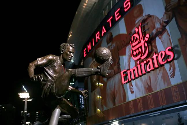 Bergkamp's first touch is immortalised outside Arsenal's ground. Image: PA Images